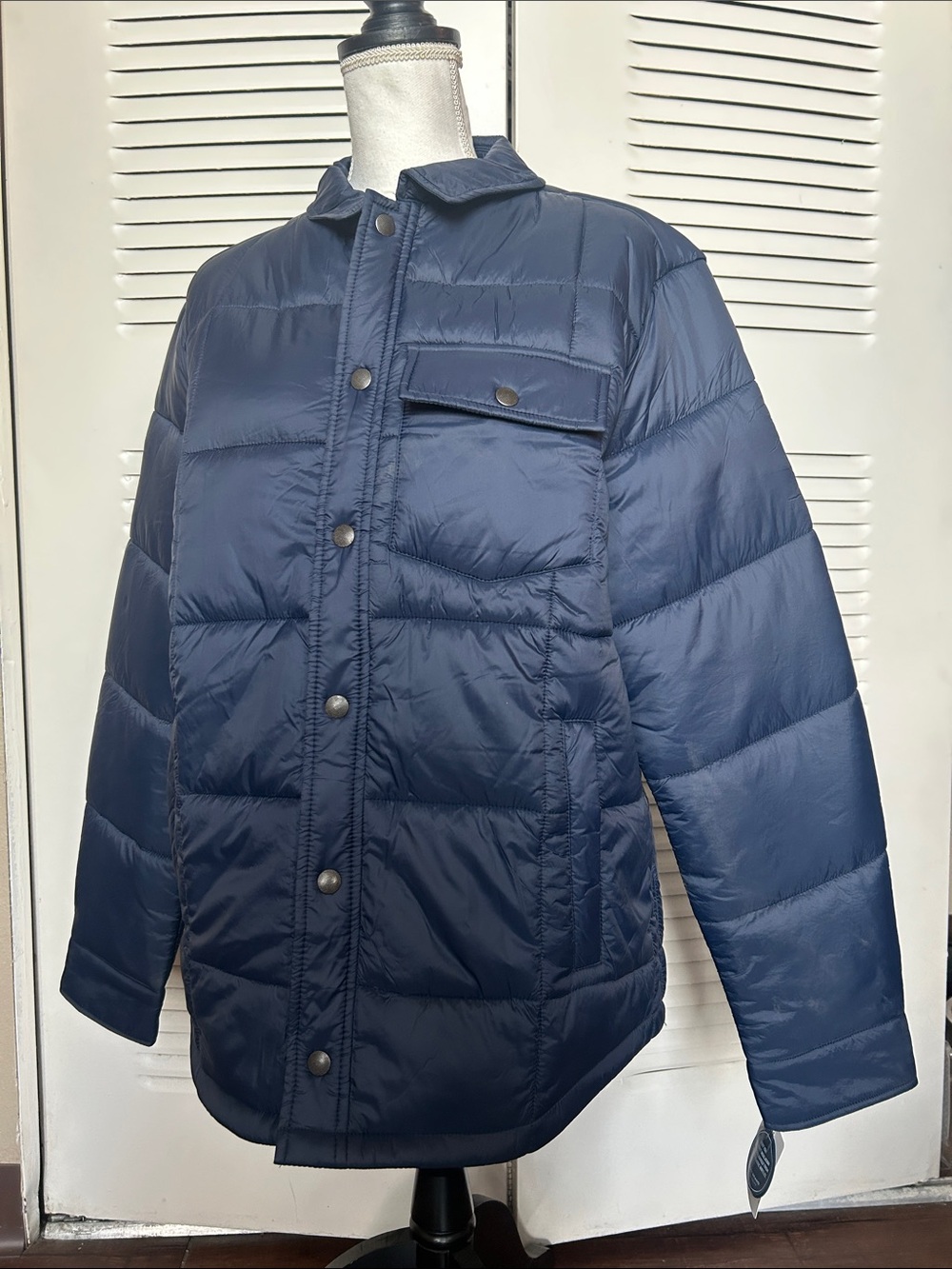 Lucky Brand Men's Navy Quilted Snap-Front Puffer Jacket